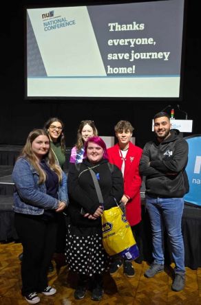Skye with NUS UK Vice President of Further Education and other FE Delegates at NUS UK Conference 2024