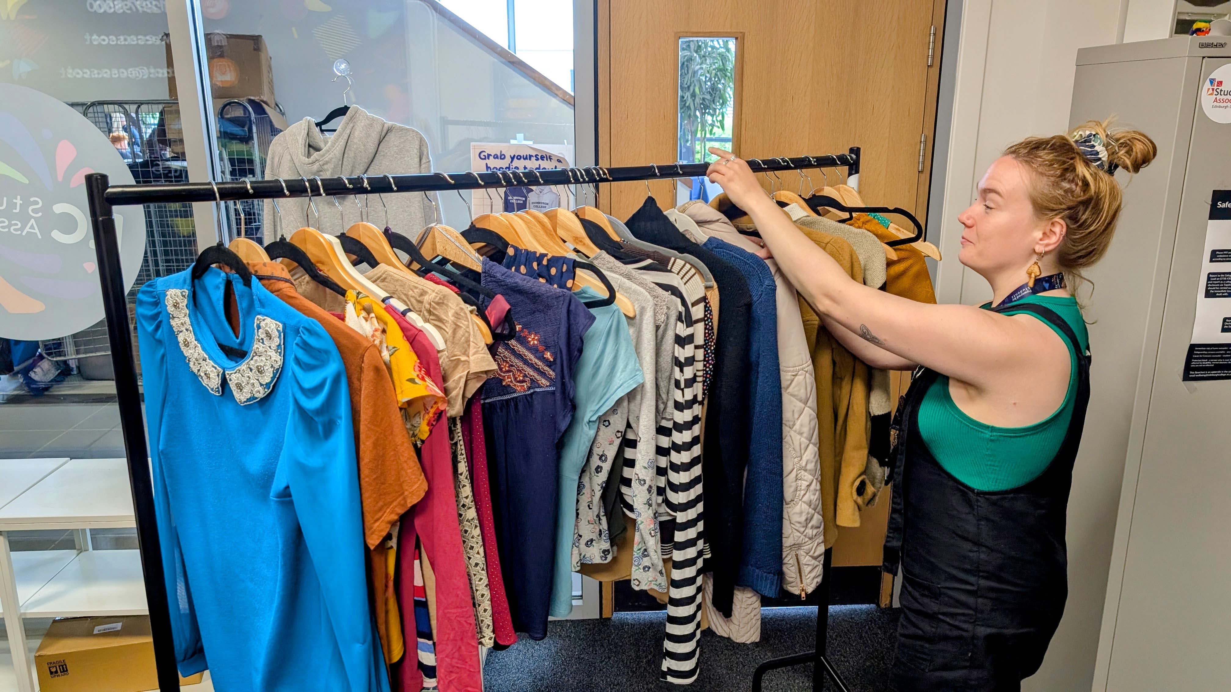 Pic of Mary browsing the Swapshop