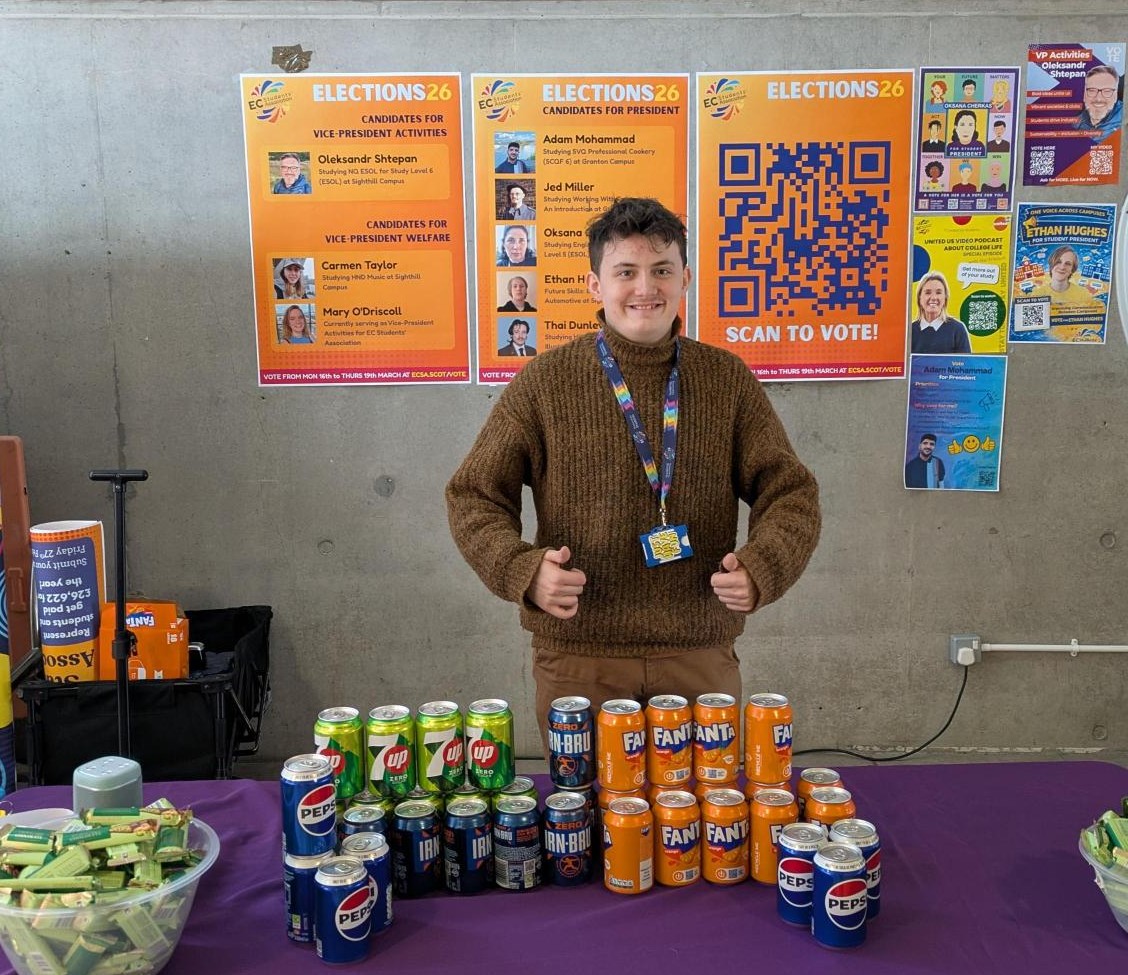 Adam Lowe at a polling station