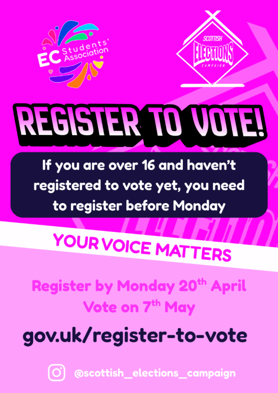 Click here to register to vote. Deadline is Monday 20th April