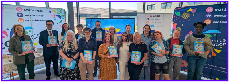 ECSA Team, volunteers, and student reps joined by Principal Audrey Cumberford &amp; colleagues at the launch of our strategic plan