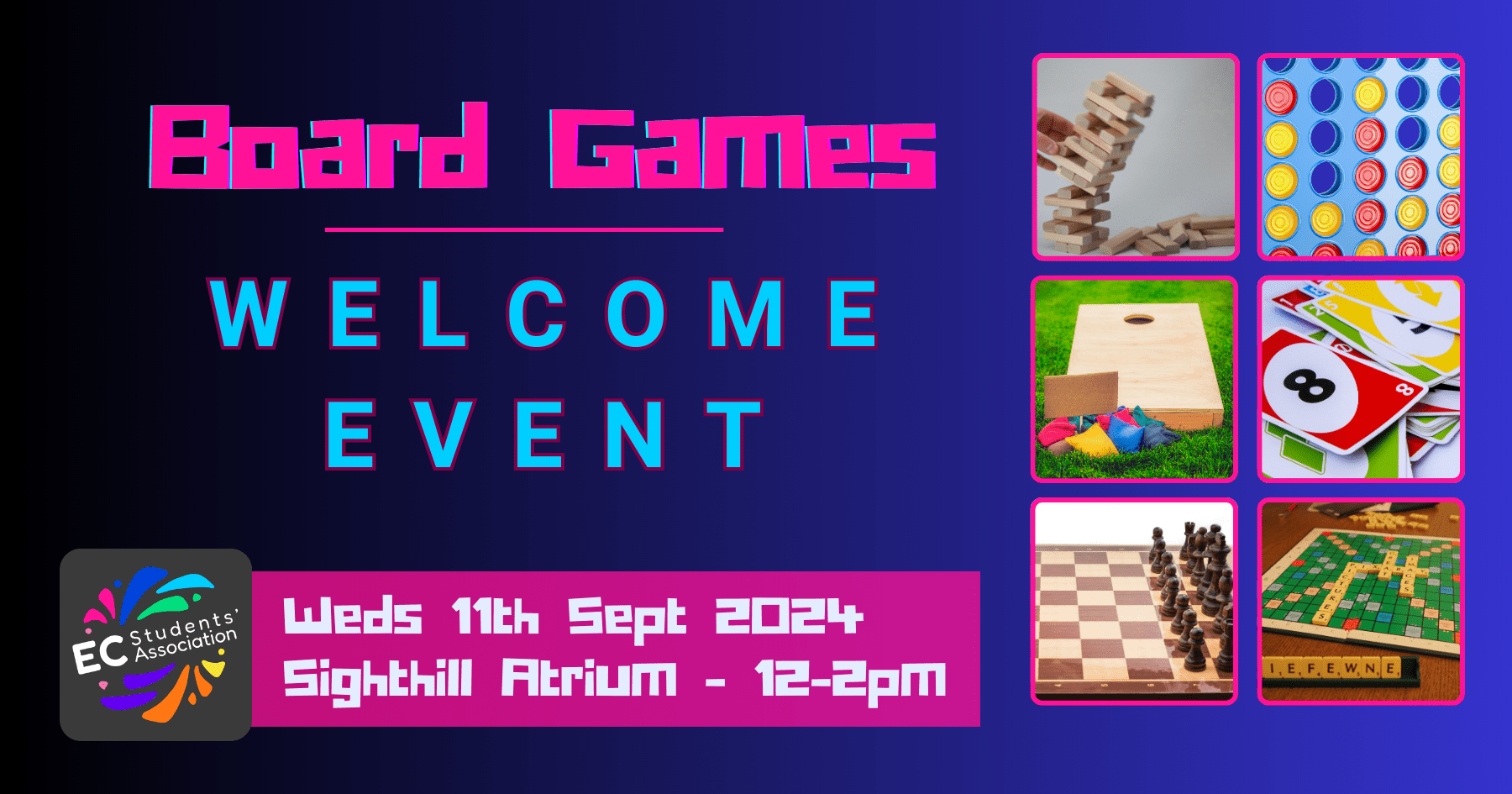 Board Games Welcome Event sighthill 11th Sept 12-2pm