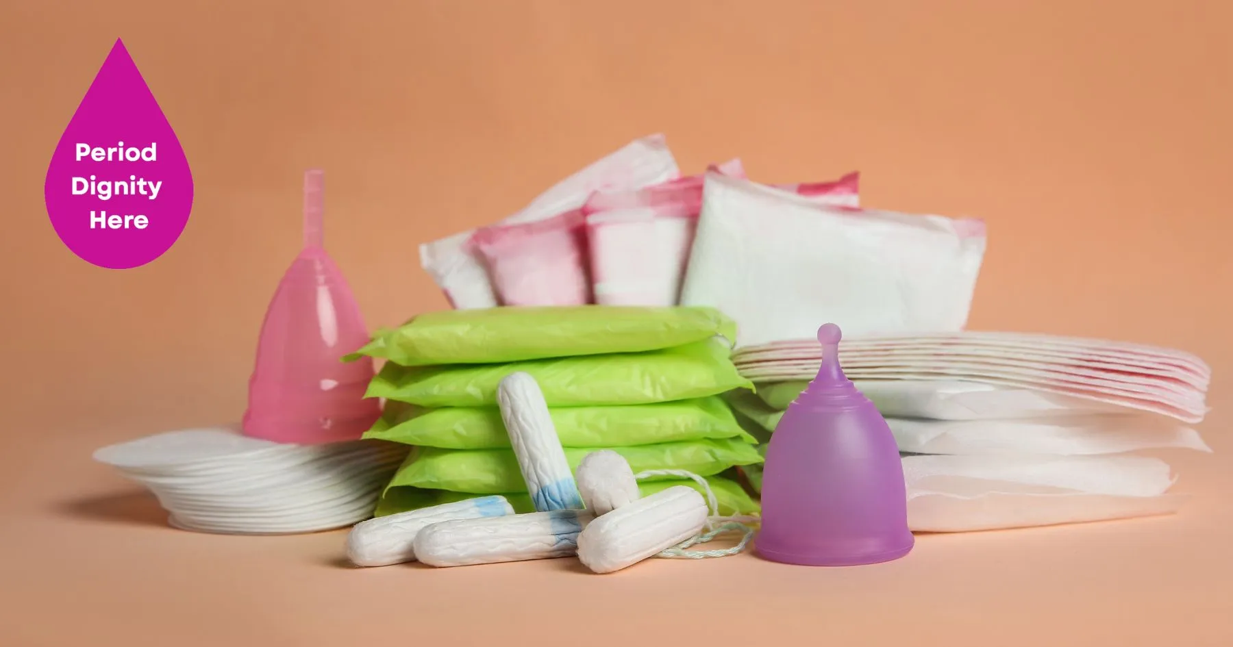 Image of a pile of period products