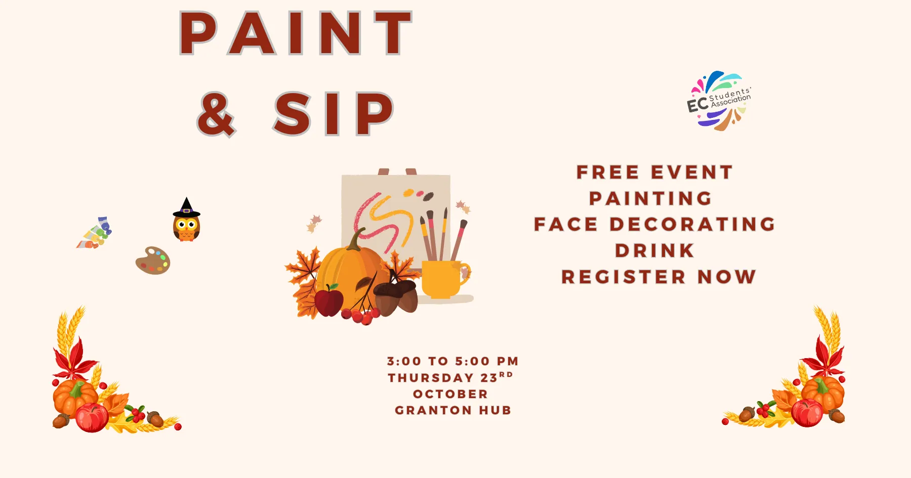 paint and sip poster for granton craft event