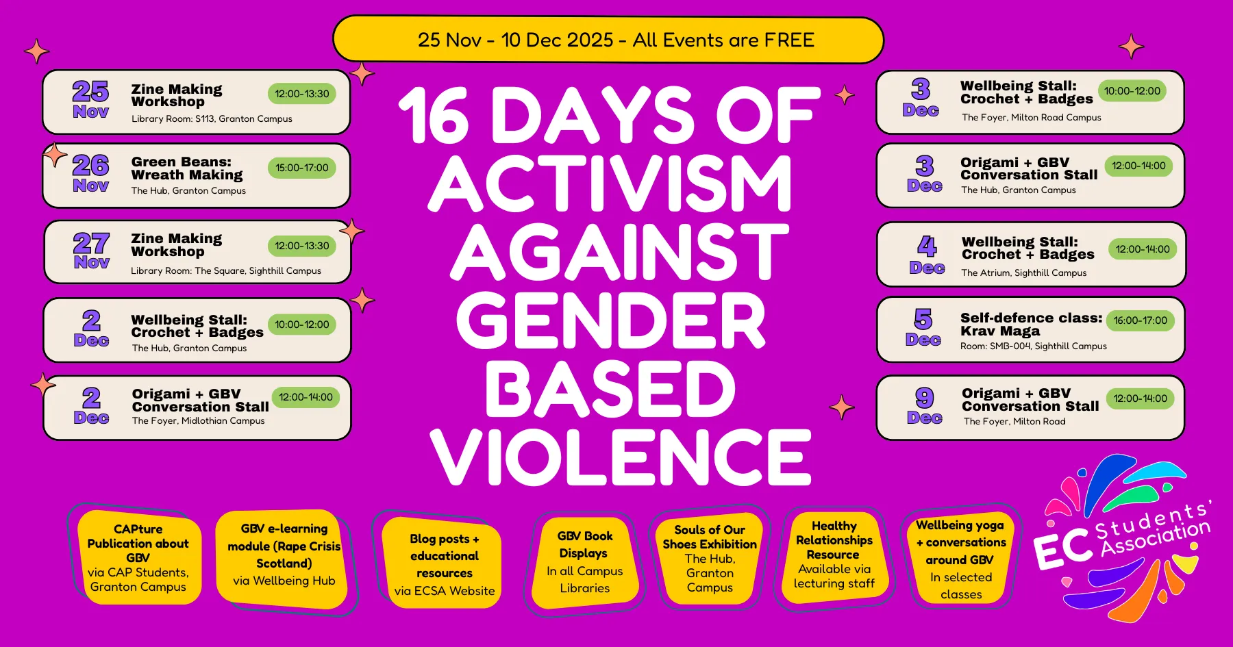 26 Days of Activism Itinerary