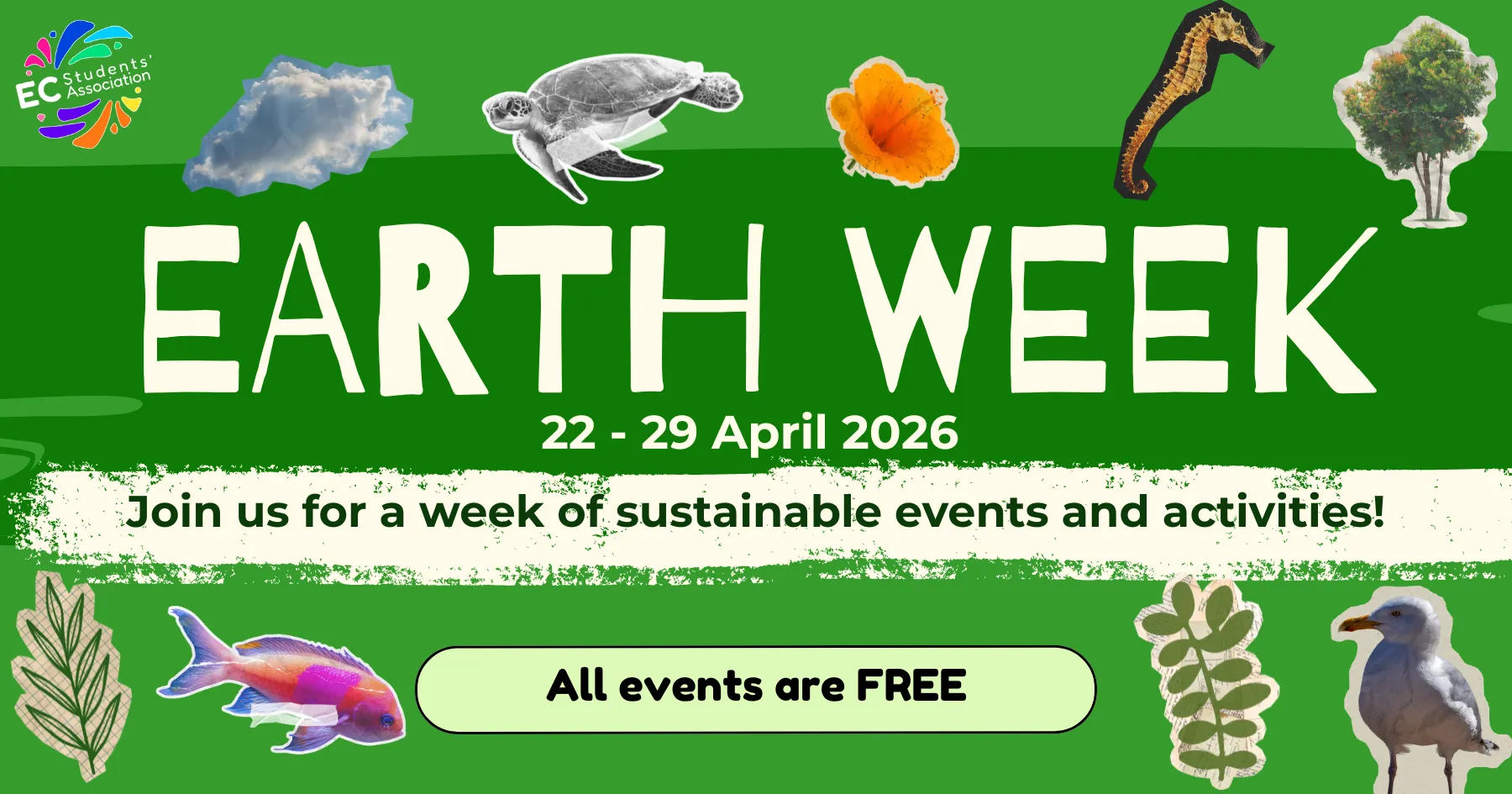 Earth Week logo - "Join us for a week of sustainable events and activities"