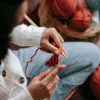 A person knitting